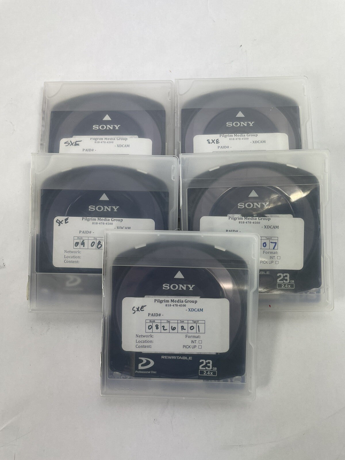 Lot of 5: Sony PFD23A 23GB Rewritable Professional Optical Disc for XDCAM 5-pack