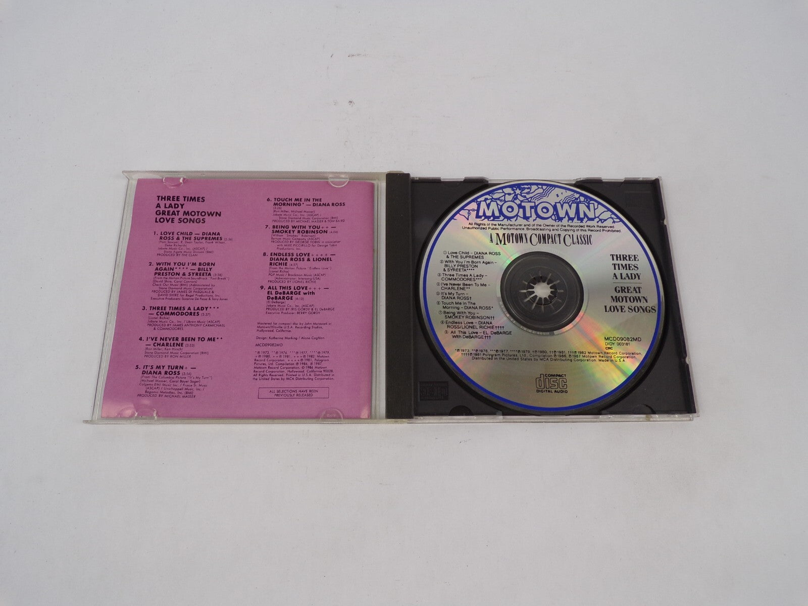 A Motown Compact Classic Three Times A Lady Great Motown Love Songs Love CD#68