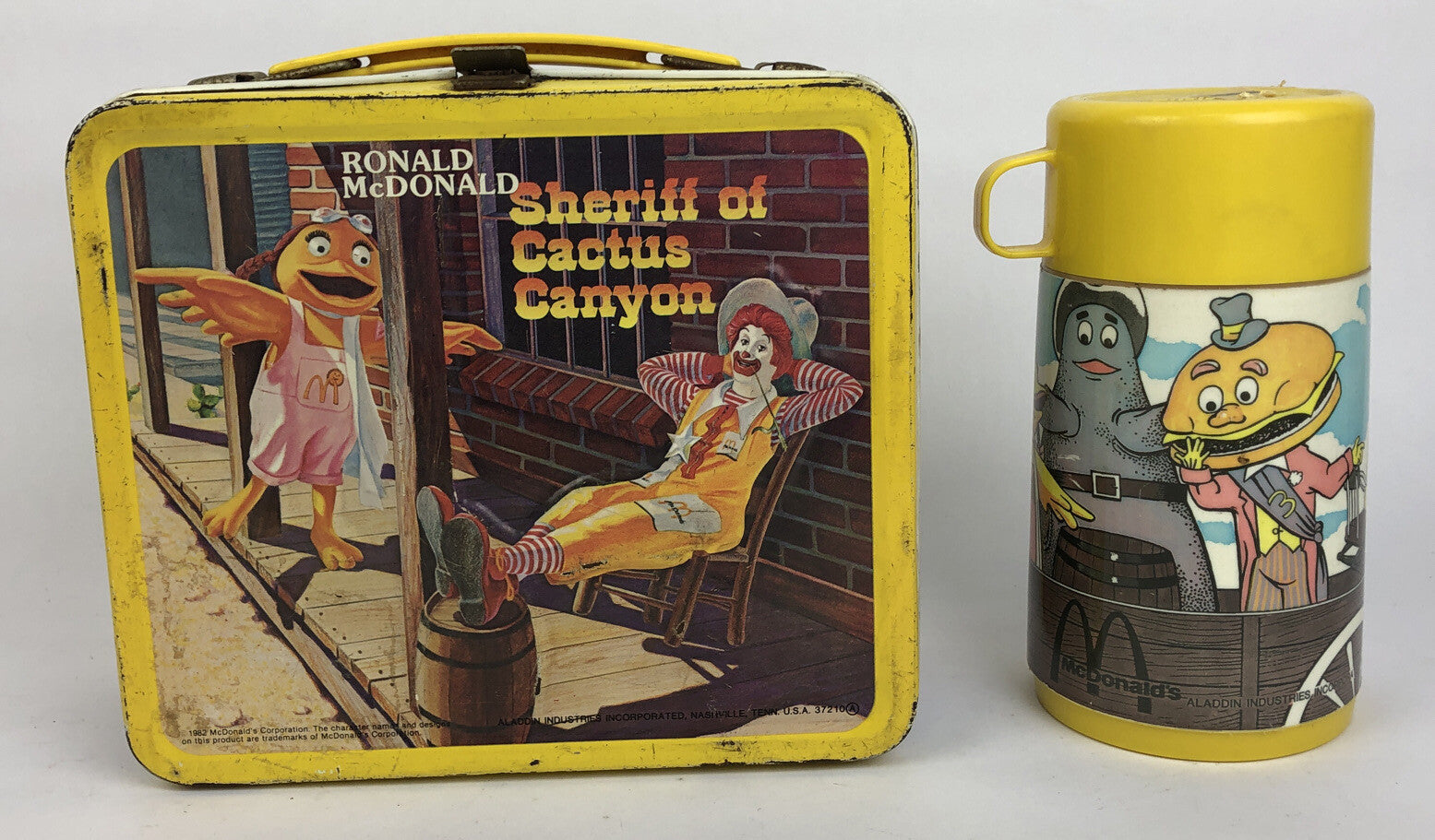 Ronald McDonald Sheriff of Cactus Canyon Metal Lunchbox w/ thermos Aladdin 1982