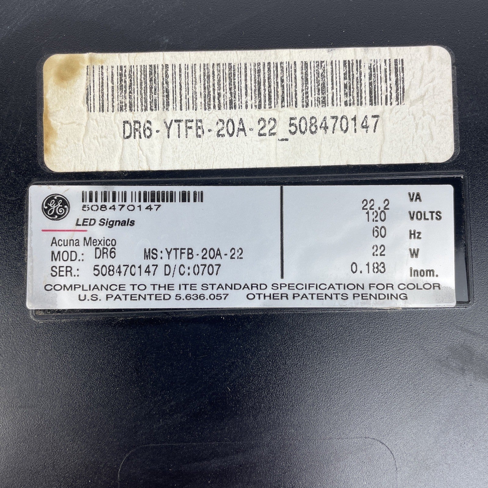12" General Electric Yellow LED Traffic Light Signal Lens 120V Model  DR6     ab