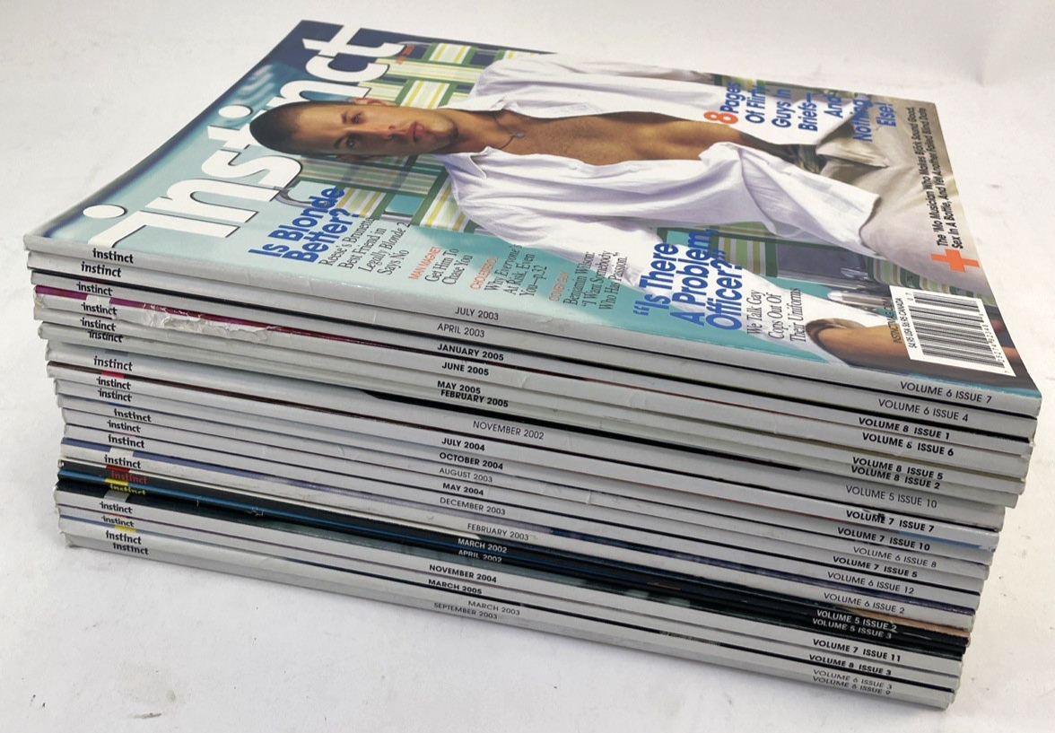 Lot of 20 Instinct magazine 2002 - 2005 Gay Fashion Lifestyle & Entertainment