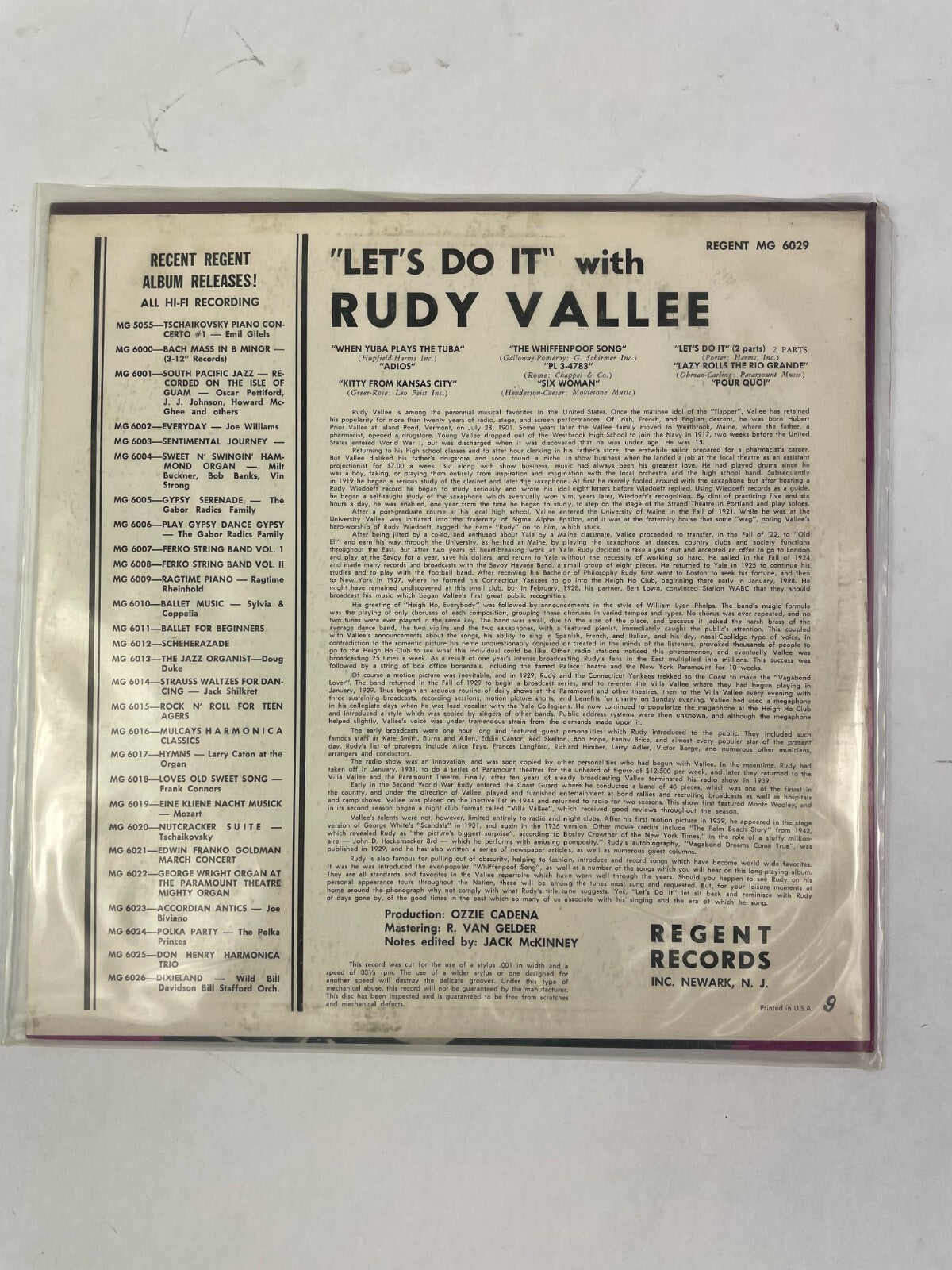 Lets Do It with Ruddy Vallee Sentimental Journey Everyday Vinyl Record