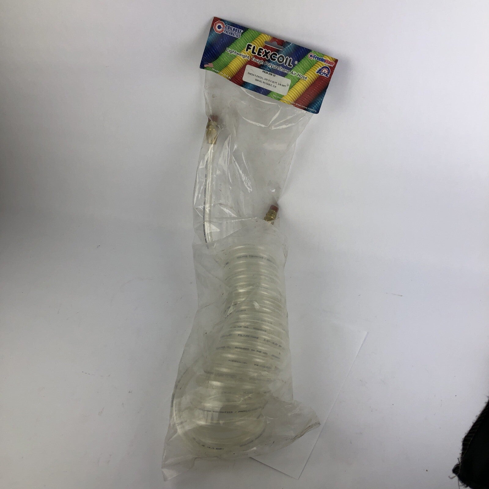 ACME Flexcoil Air hose  PR38-20B-10 5MCM 3/8 ID x 20 , 3/8 MPT Clear Pneumatic