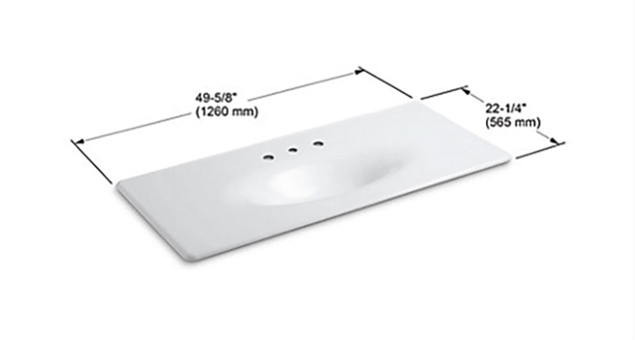 Kohler K-3053-8-0 white iron impressions one-piece vanity top bathroom sink integrated basin