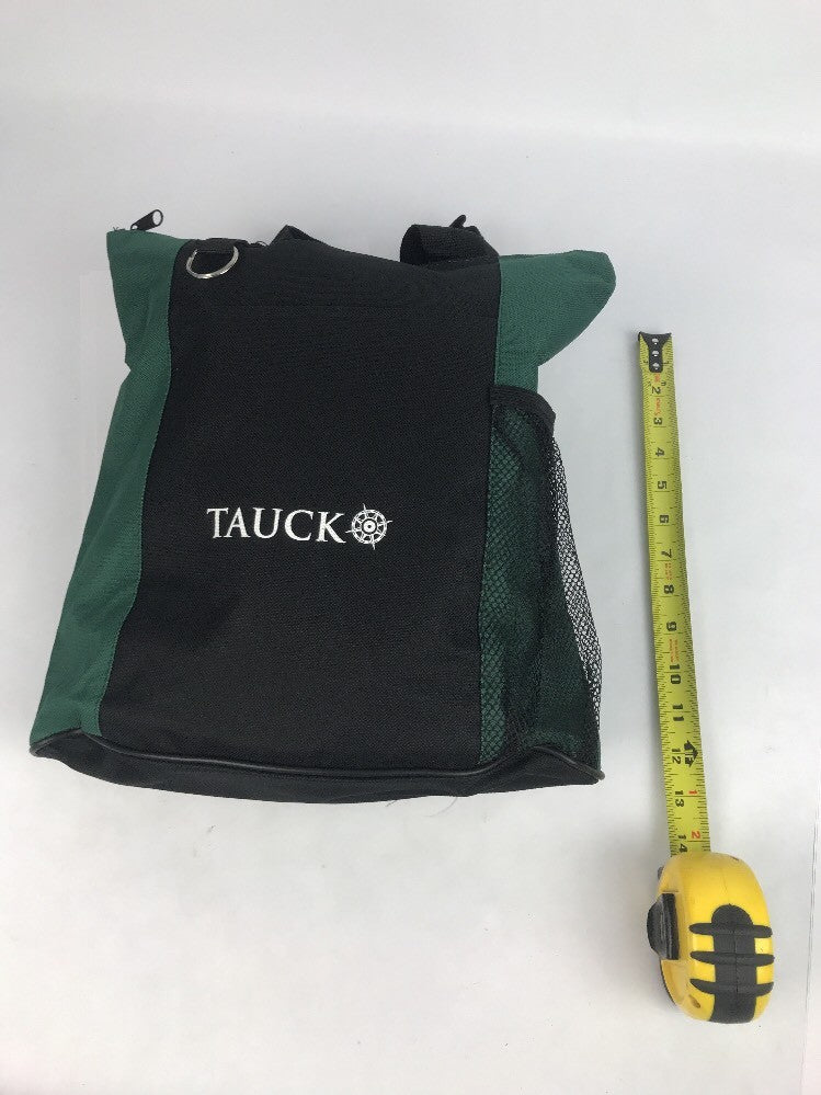 Tauck Tours Cloth Travel Bag Green And Black Zipper Key Ring Mesh Pouch New