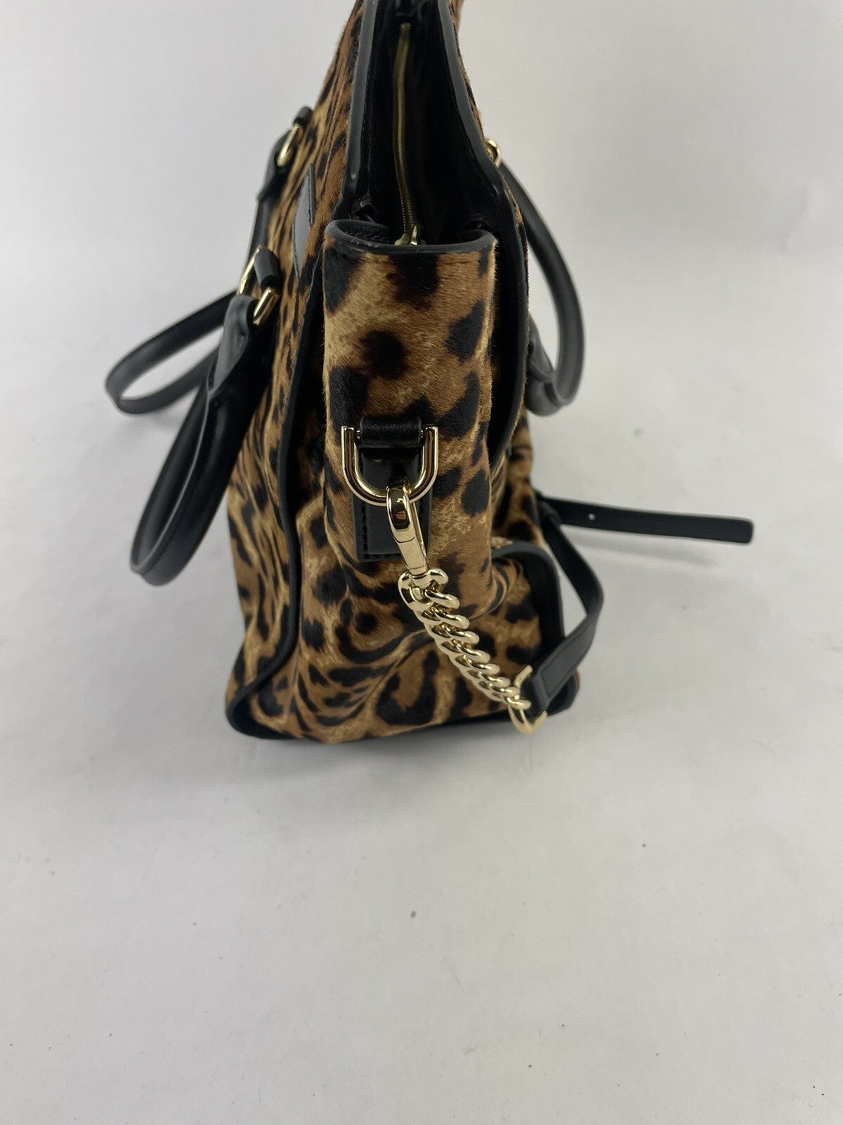 MICHAEL KORS LARGE HAMILTON TRAVELER LEOPARD BROWN HAIRCALF TOTE BAG