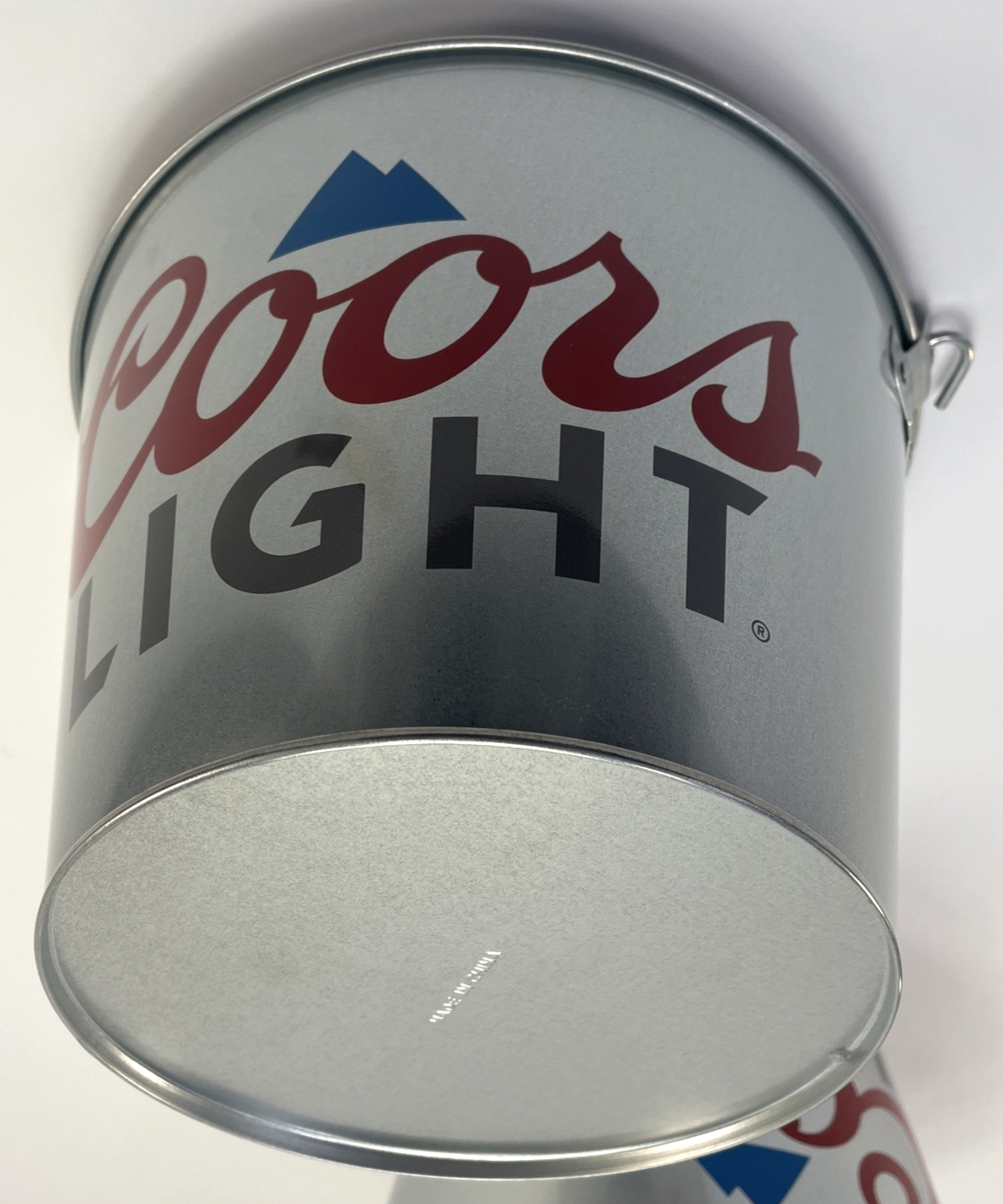 2 x Coors Light Mountains 5 Quart Metal Galvanized Ice Bucket Gray Old Label