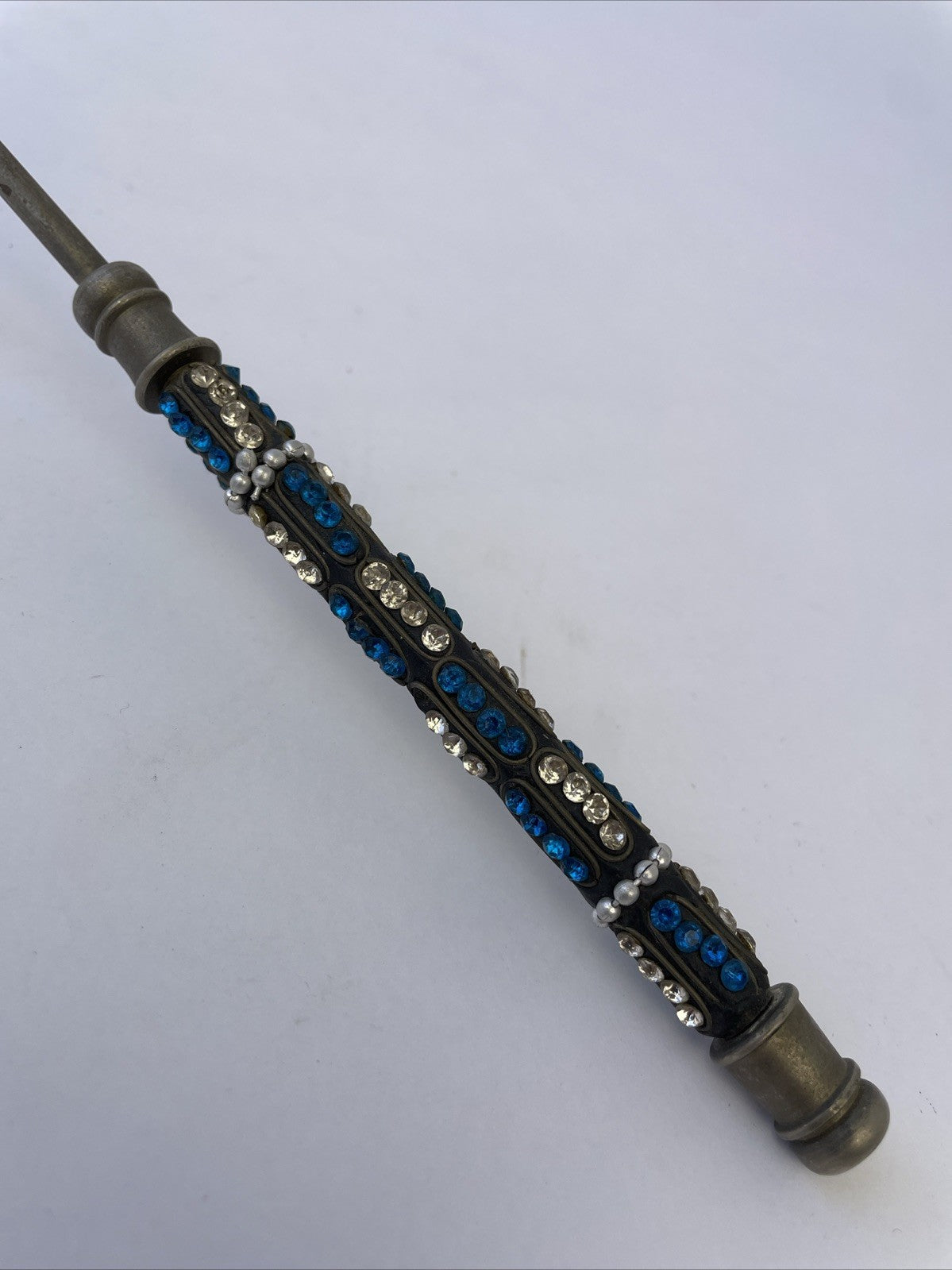 Vintage Metal Candle Snuffer Classic Bell Style w Rhinestone BLING / Long Handle