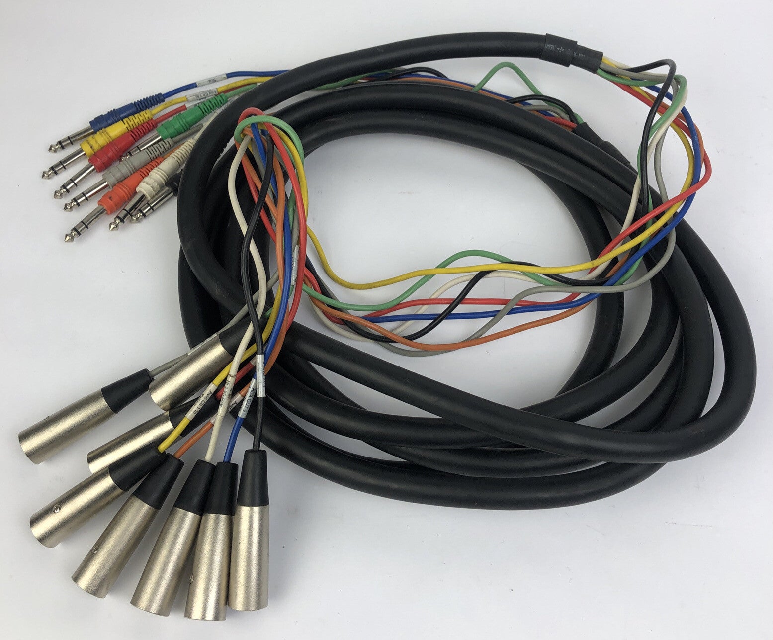 16' 8 x XLR 3 pin Male Jack to 8 x 1/4" 6.35mm Mono Male Plug Microphone Cable
