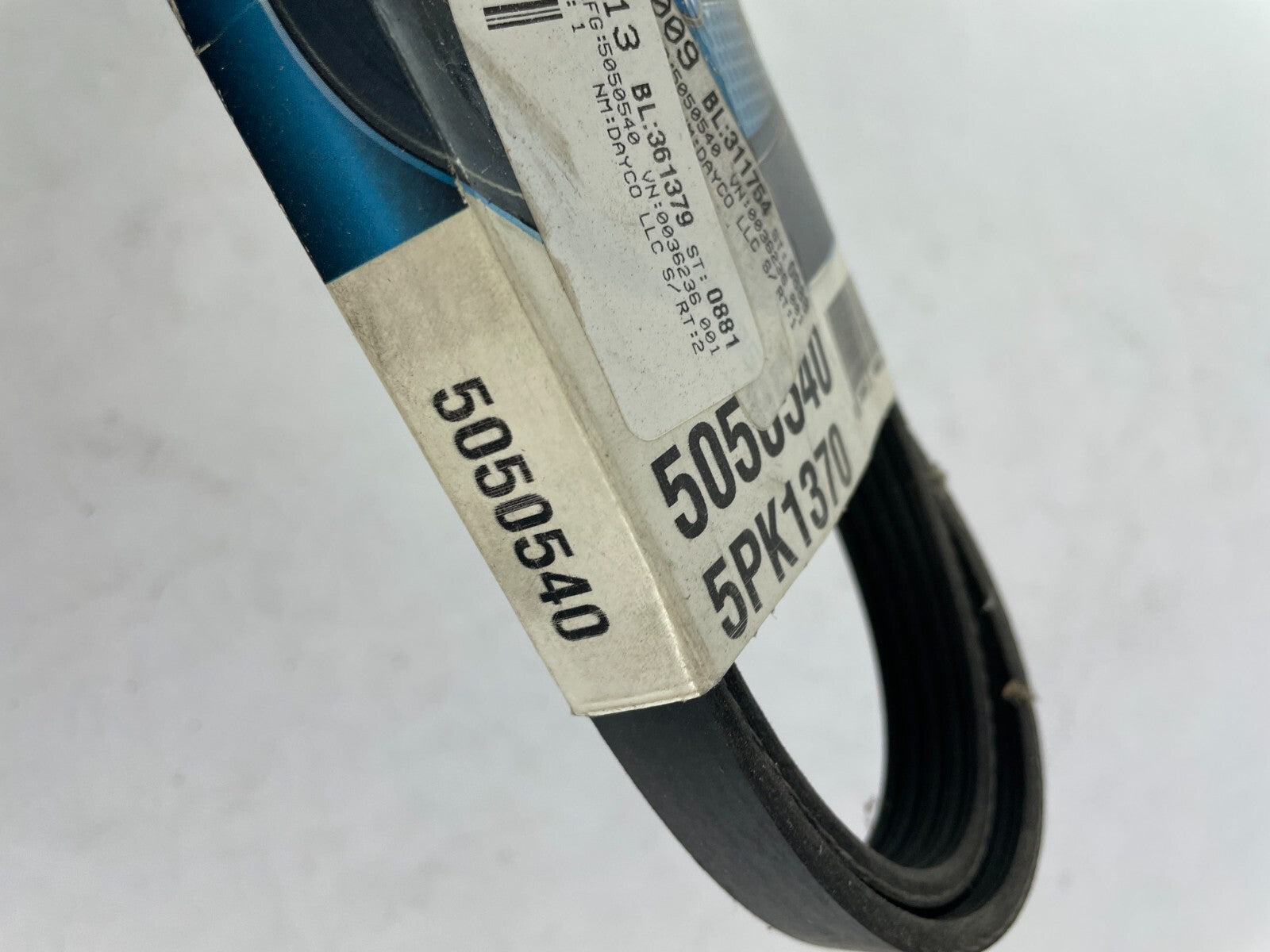 Dayco 5050540 5PK1370 poly rib serpentine belt OEM automotive engine accessory drive belt replacement A11