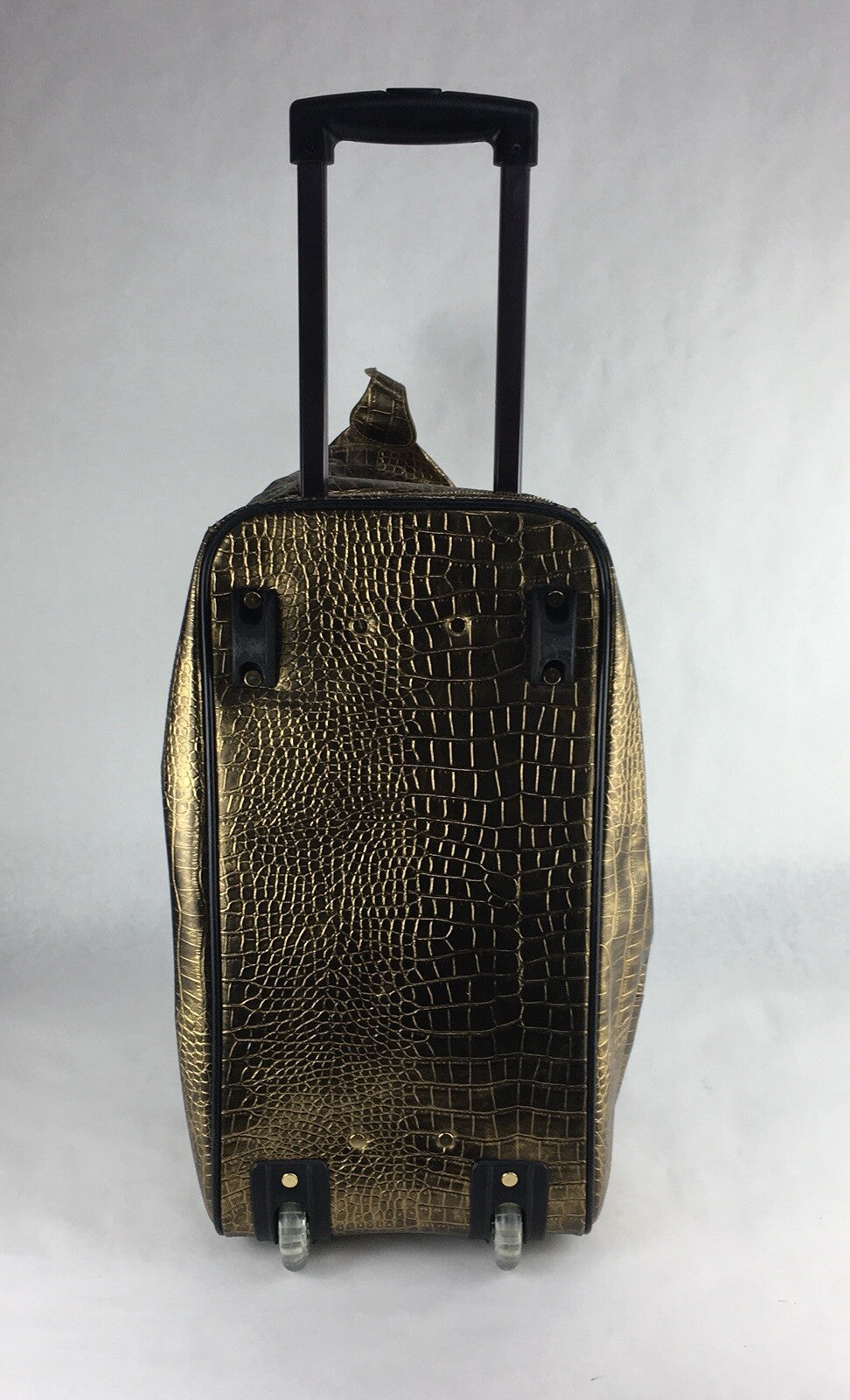 The Find - Gold Faux Leather Crocodile Embossed Travel Bag Wheels Handbag