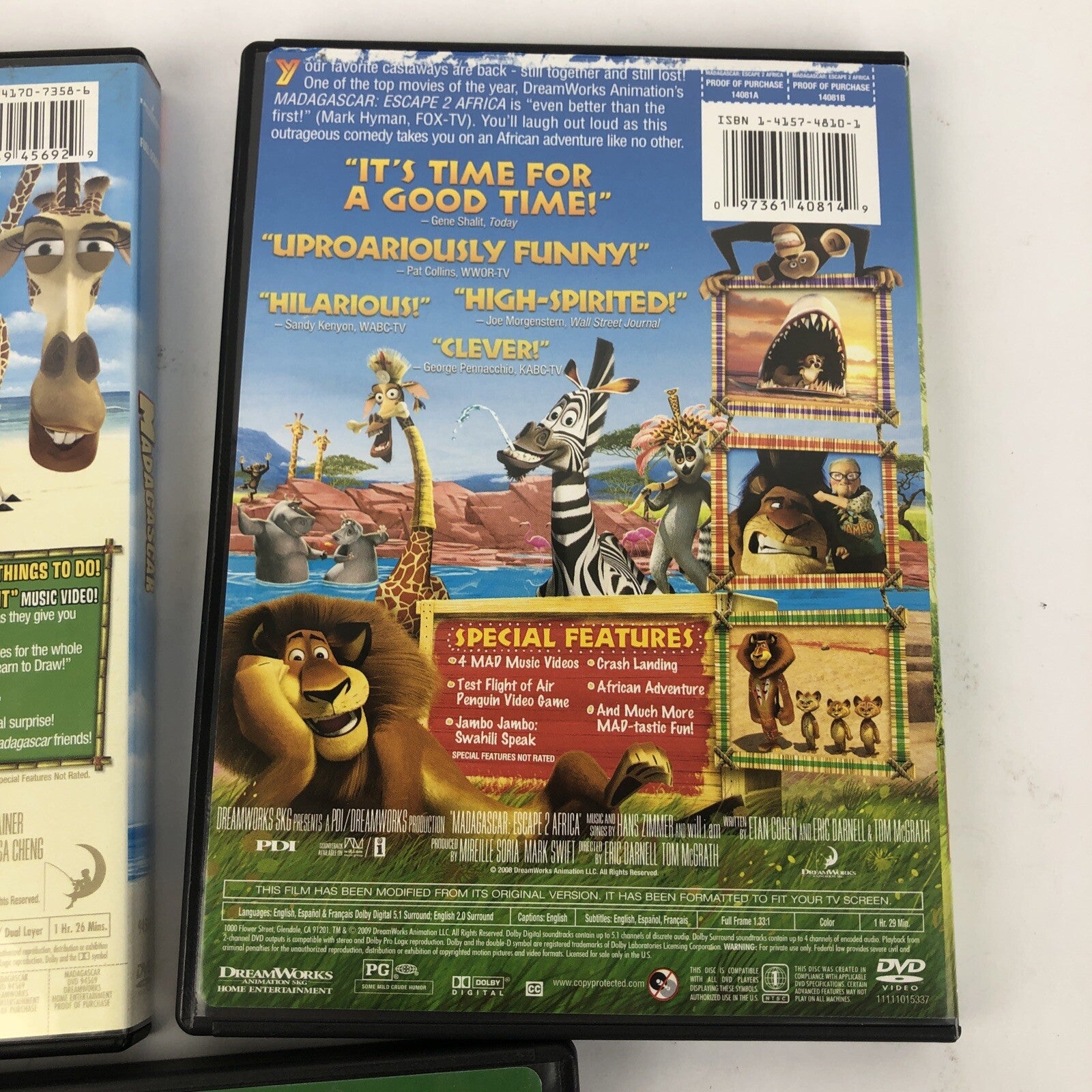 3 MADAGASCAR DVD Lot: 1; ESCAPE 2 AFRICA; The Penguins of Madagascar -Mint Discs