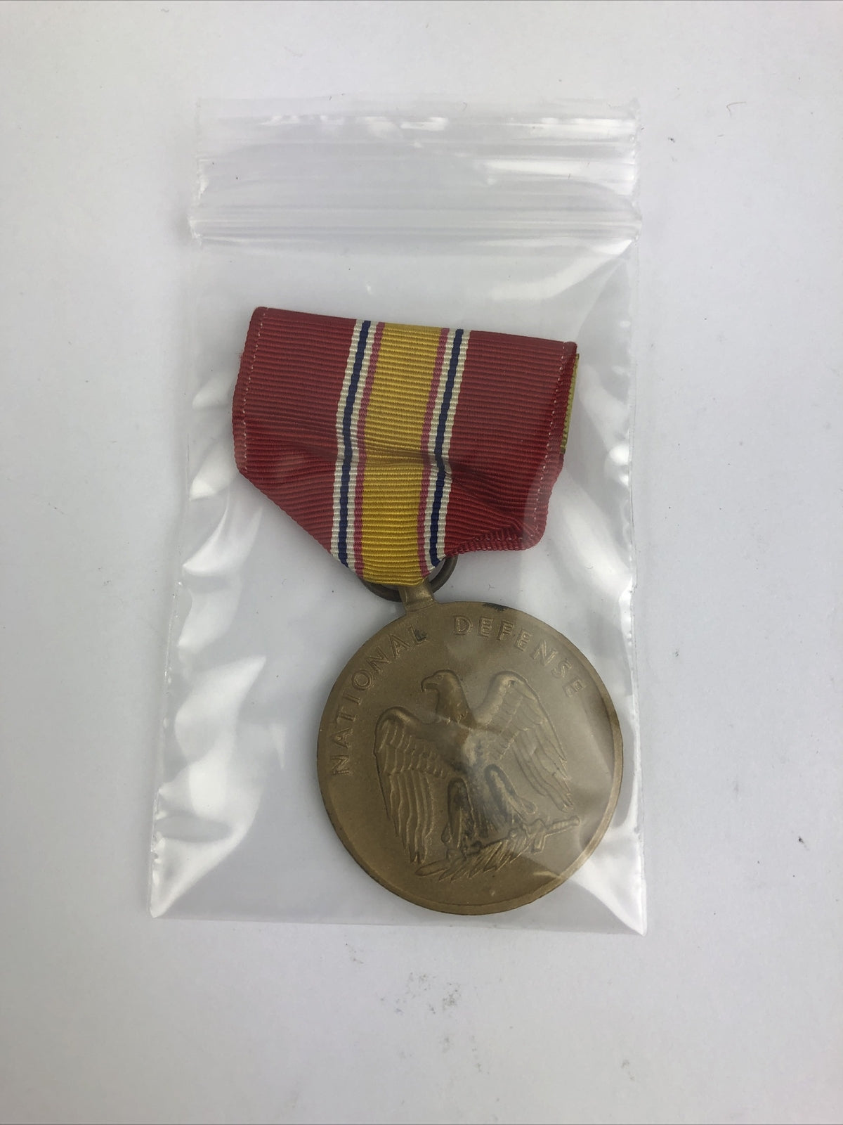 Original Vintage National Defense Lapel Medal on Ribbon - LOOK