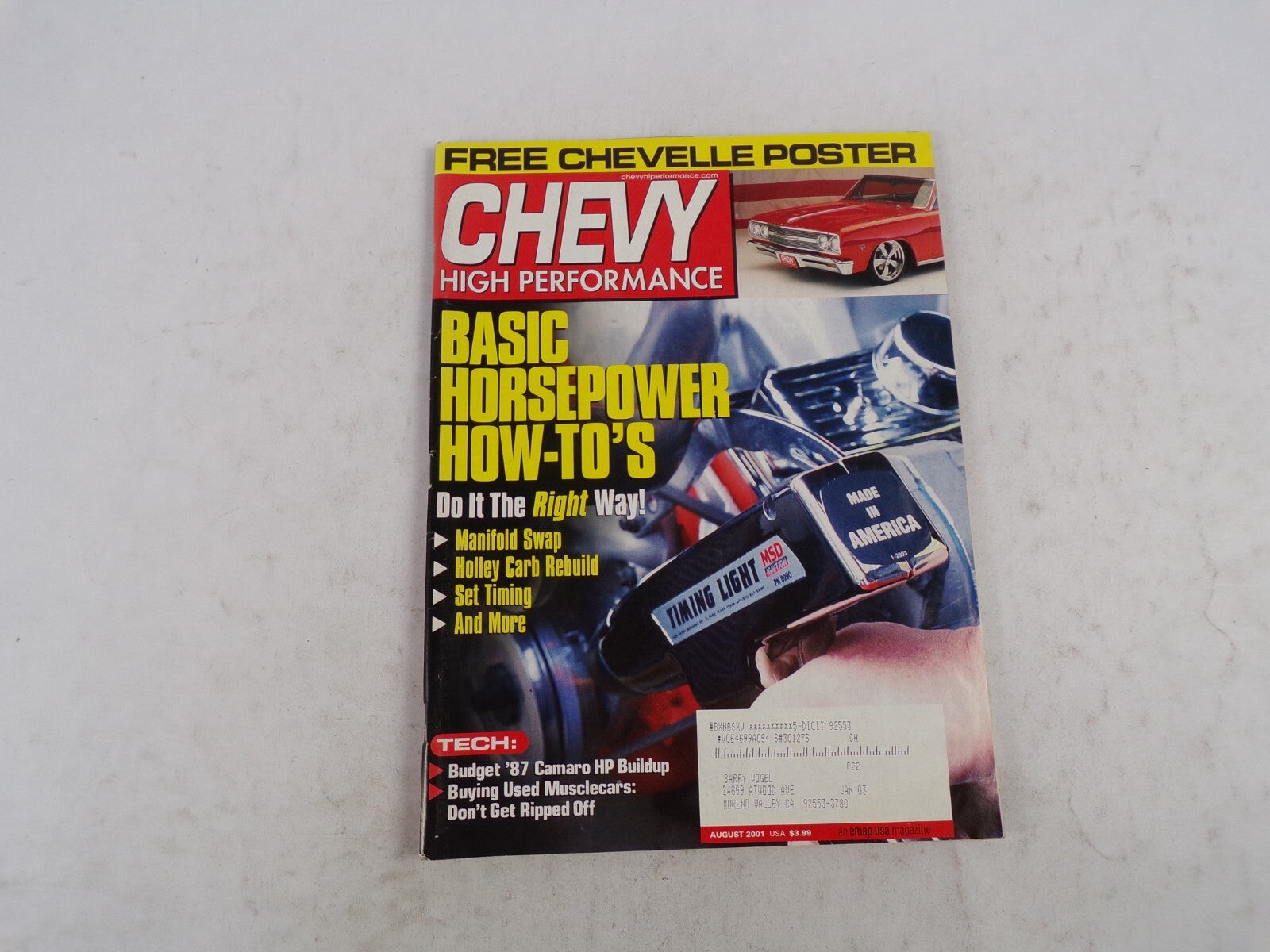 August 2001 Chevy High Performance Basic Horsepower How-To's Free Chevelle Poste