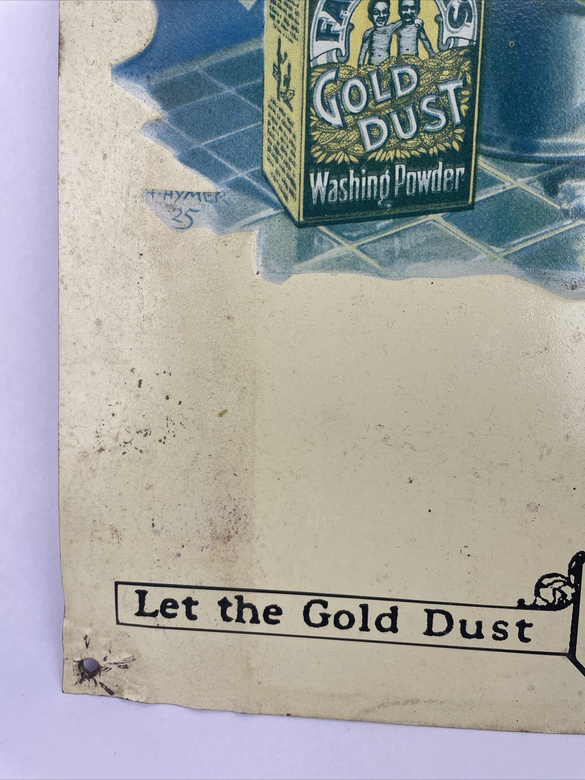 Vintage Gold Dust Metal Tin Wall Art Fairbanks Washing Powder Wall Sign 13"x12"