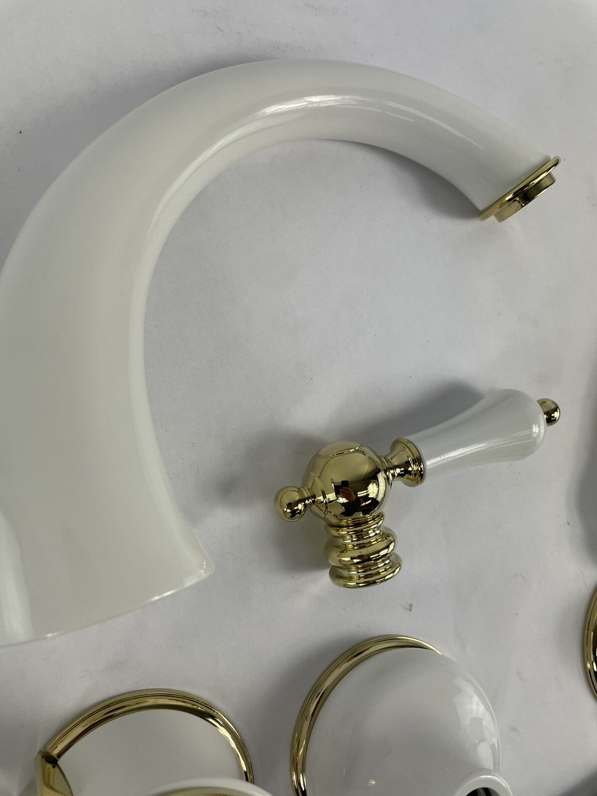 Rubinet Roman tub faucet trim set gold and white with hand shower T5HRBRJLWHBB