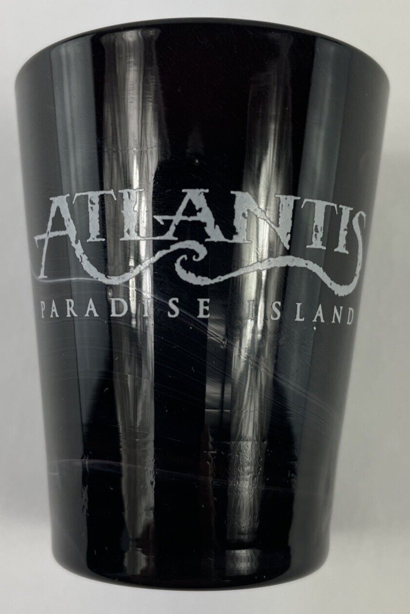 Atlantis Paradise Island Souvenir Shot Glass Black Swirl Glass - LOOK