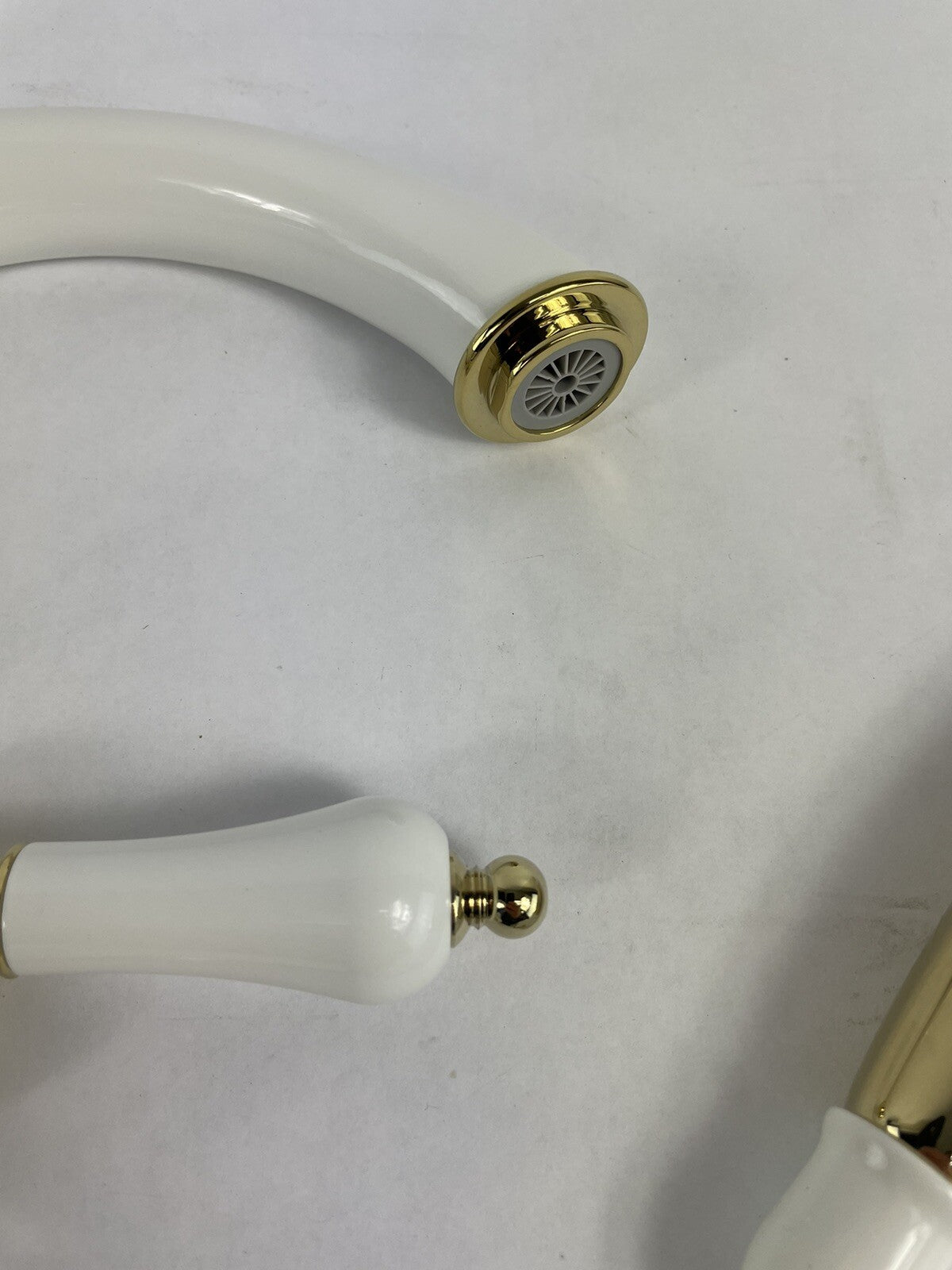Rubinet Roman tub faucet trim set gold and white with hand shower T5HRBRJLWHBB