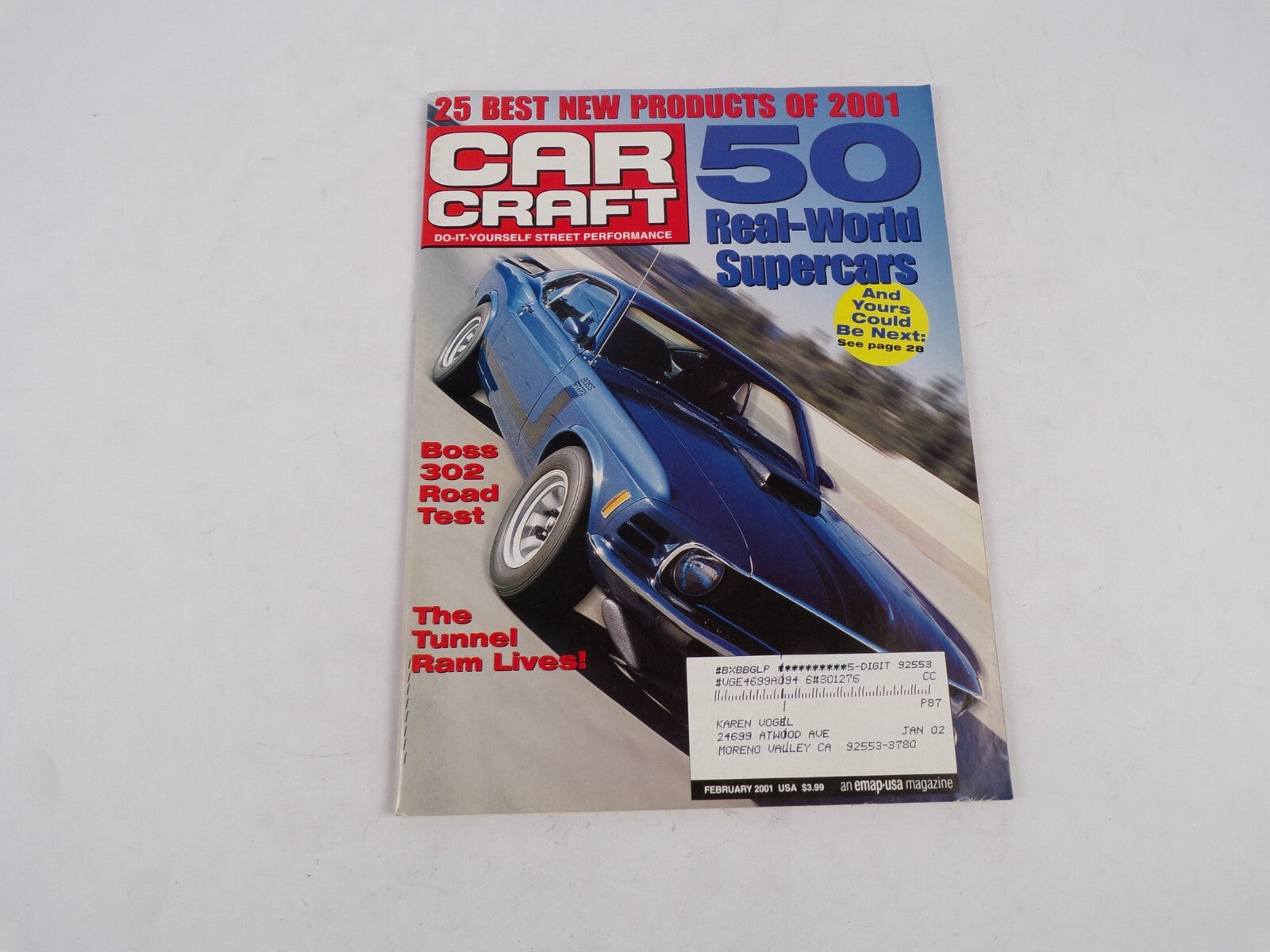 February 2001 Car Craft 50 Real World Super cars BOSS 302 Road Test The Tunnel