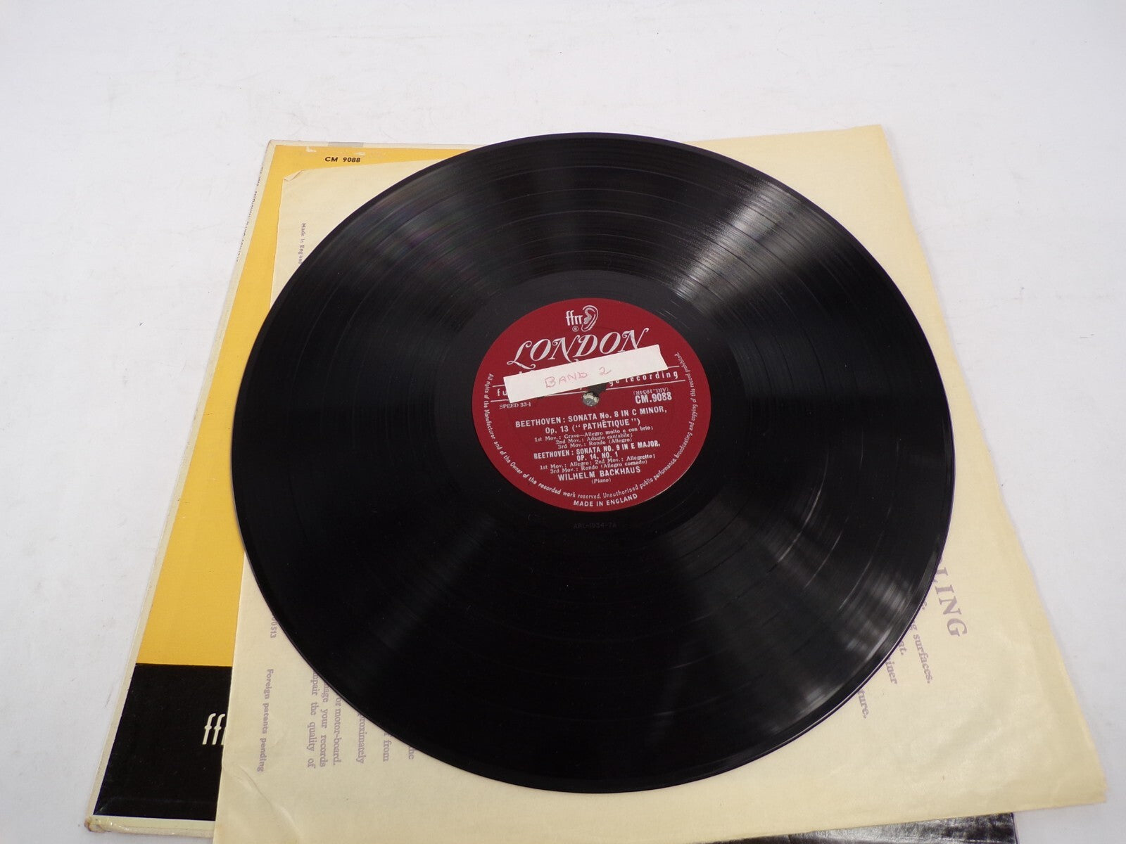 Wilhelm Backhaus Piano Forte Beethoven Sonata No. 15  D Major Vinyl Records