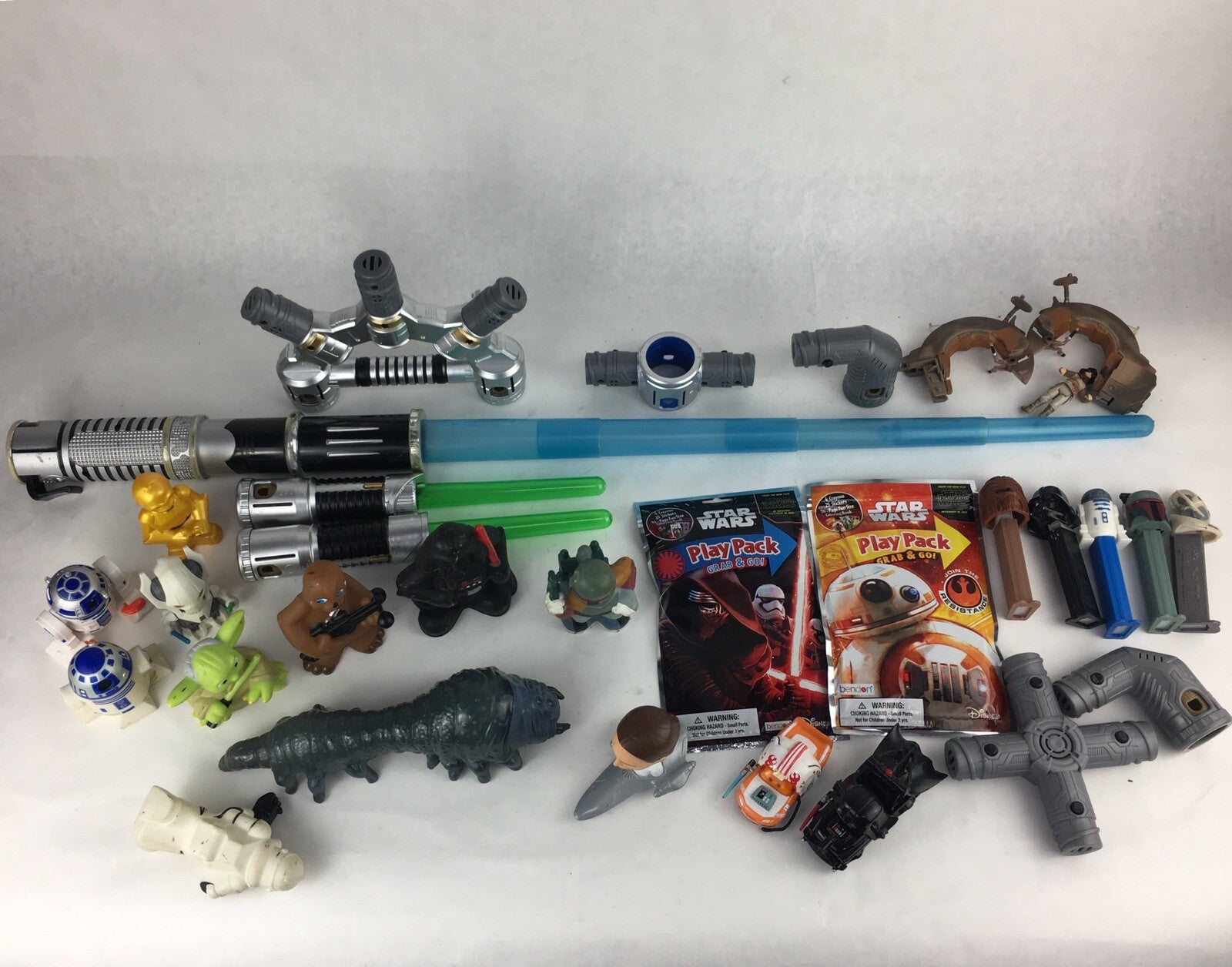 Huge Star Wars Lot of 25 Assorted Figures Weapons and Promo Items - LOOK