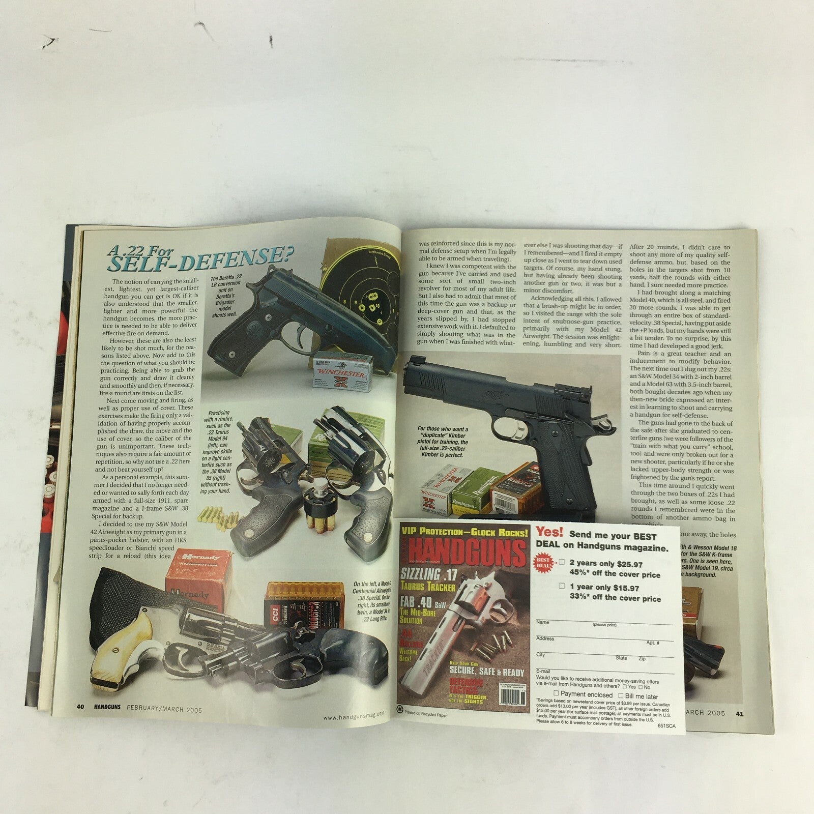 March 2005 Guns & Ammo Handguns Magazine S&W's .45 DA TT45 .22s The .357 MAG