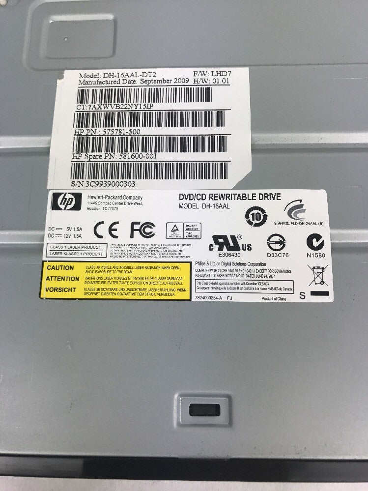 HP Sata DVD-RW Lightscribe Drive DH-16AAL-DT2 575781-500 581600-001