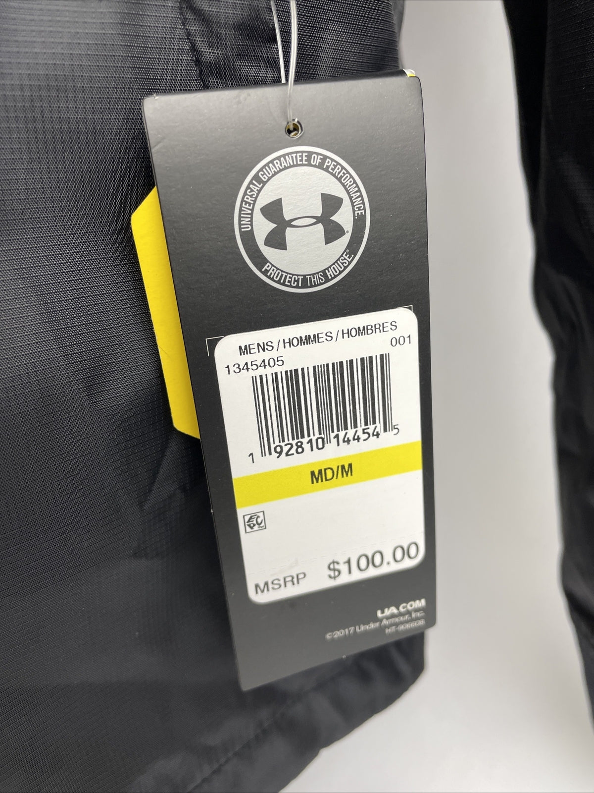 Under Armour STORM Mens Medium Jacket Black Full Zip Hooded CC+HS Logo NEW