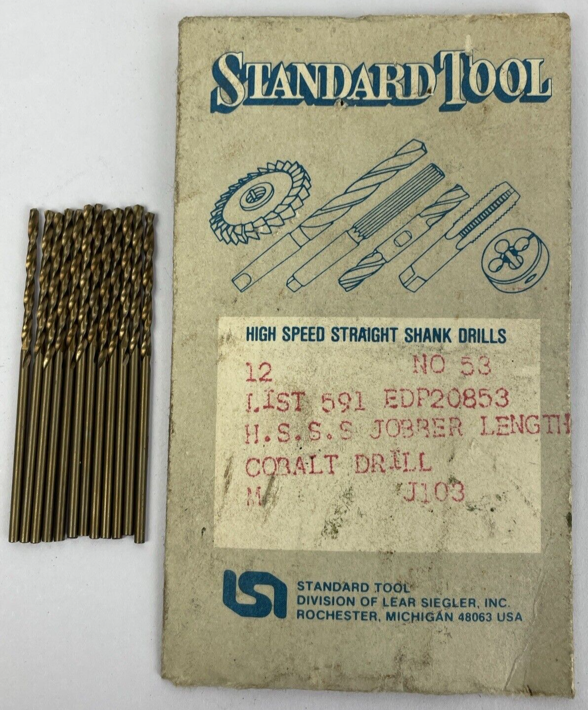 12 x Standard Tool List 591 EDP20853 H.S.S.S.S Jobber Length Cobalt Drill Bit