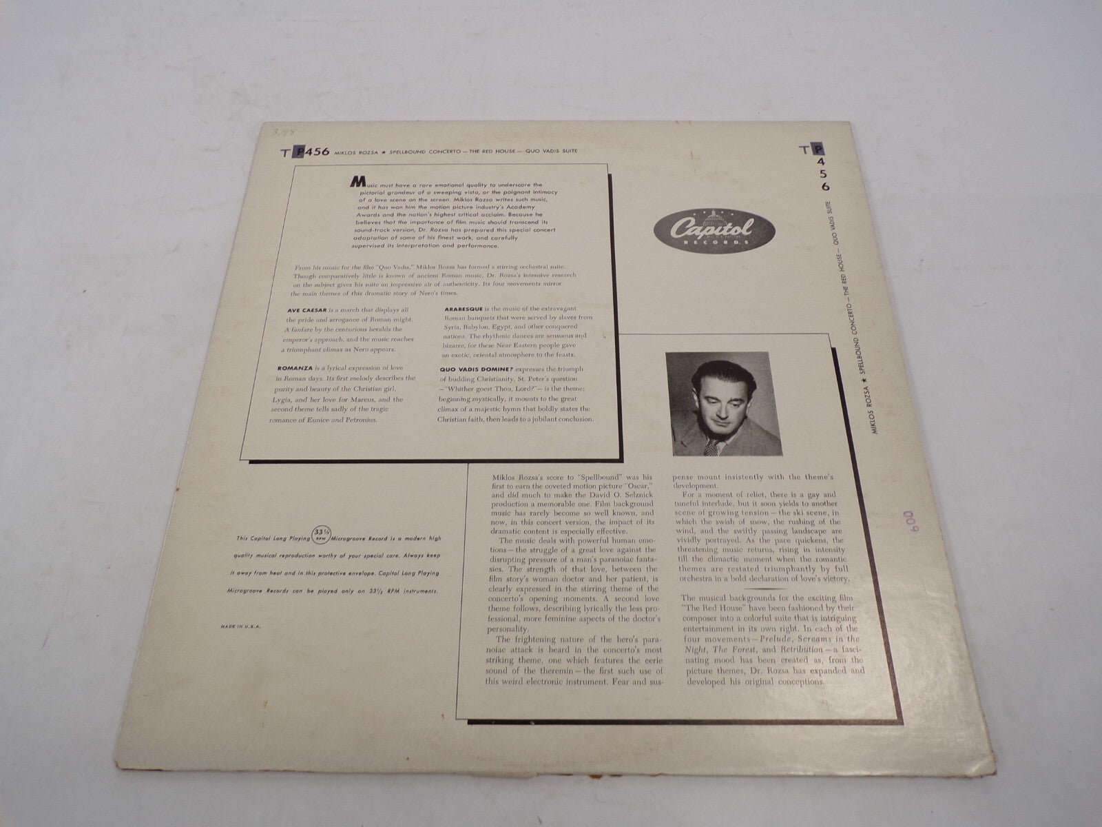 Miklos Rozsa Quo Vadis Suite Spellbound Concerto By Erich Kloss Vinyl Records