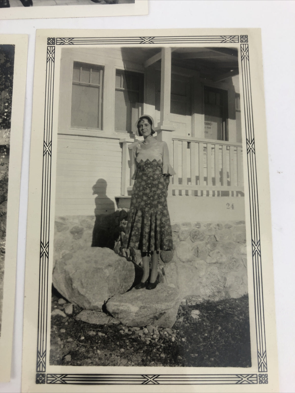 3 x Vintage PRETTY BRUNETTE Snapshot Photo 1940s OUTDOOR POSE + Ma & Pa