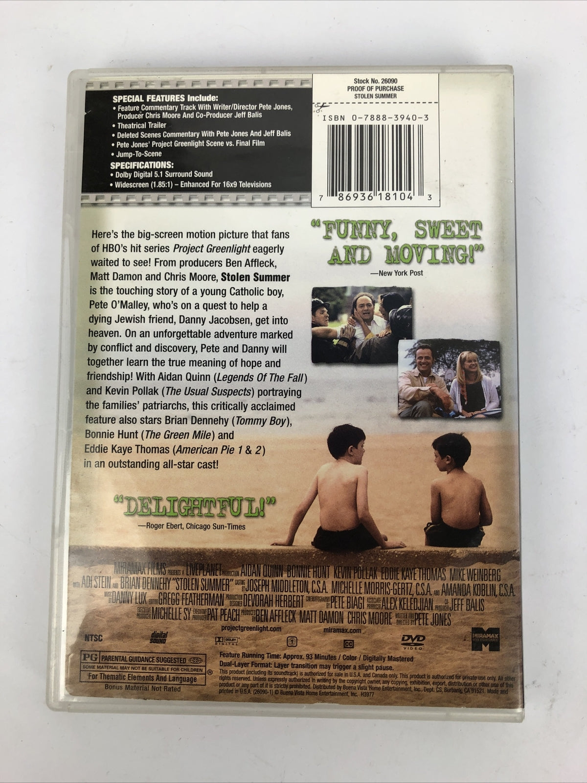 Project Greenlight's Stolen Summer: Movie DVD, Billy Campbell, Erica Beeney, Chr