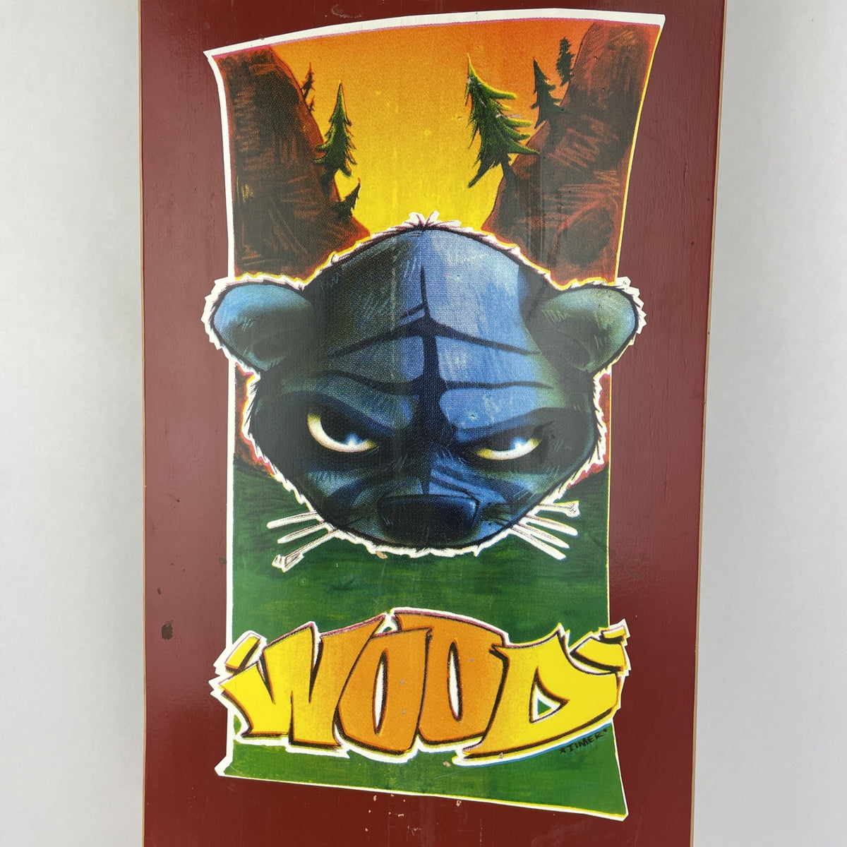 Woodchuck Laminates Circa 1996 Timer Bear Skateboard Deck 8.375" x 31.5 VINTAGE