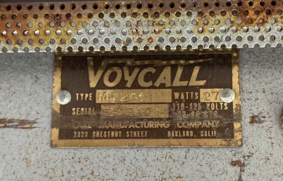 Vintage " Voycall " Tube Office Intercom - Parts or Repair - as IS -LOOK