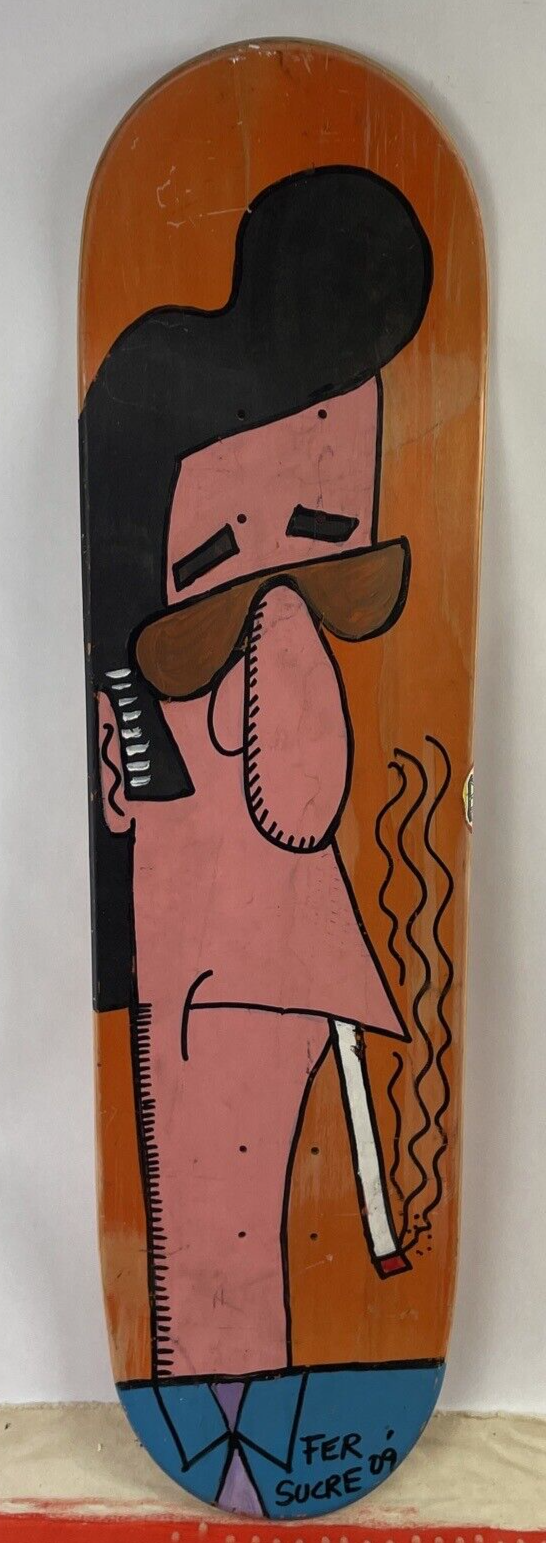 Fernando FER Sucre original oil paintings on canvas with hand-painted skateboard deck set.