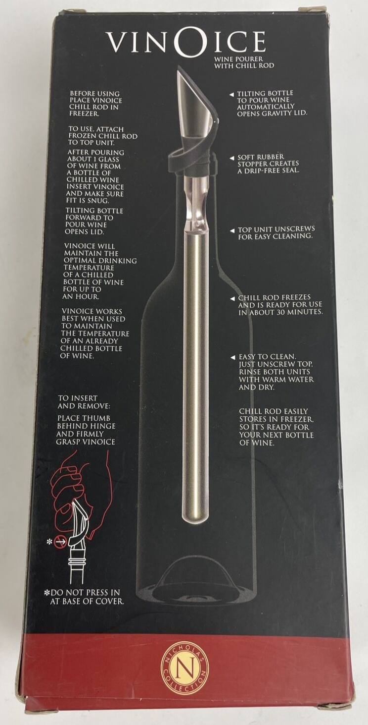 CORKPOPS VINOICE Vino Wine Pourer with Gravity Lid & Chiller Rod *Perfect Temp*