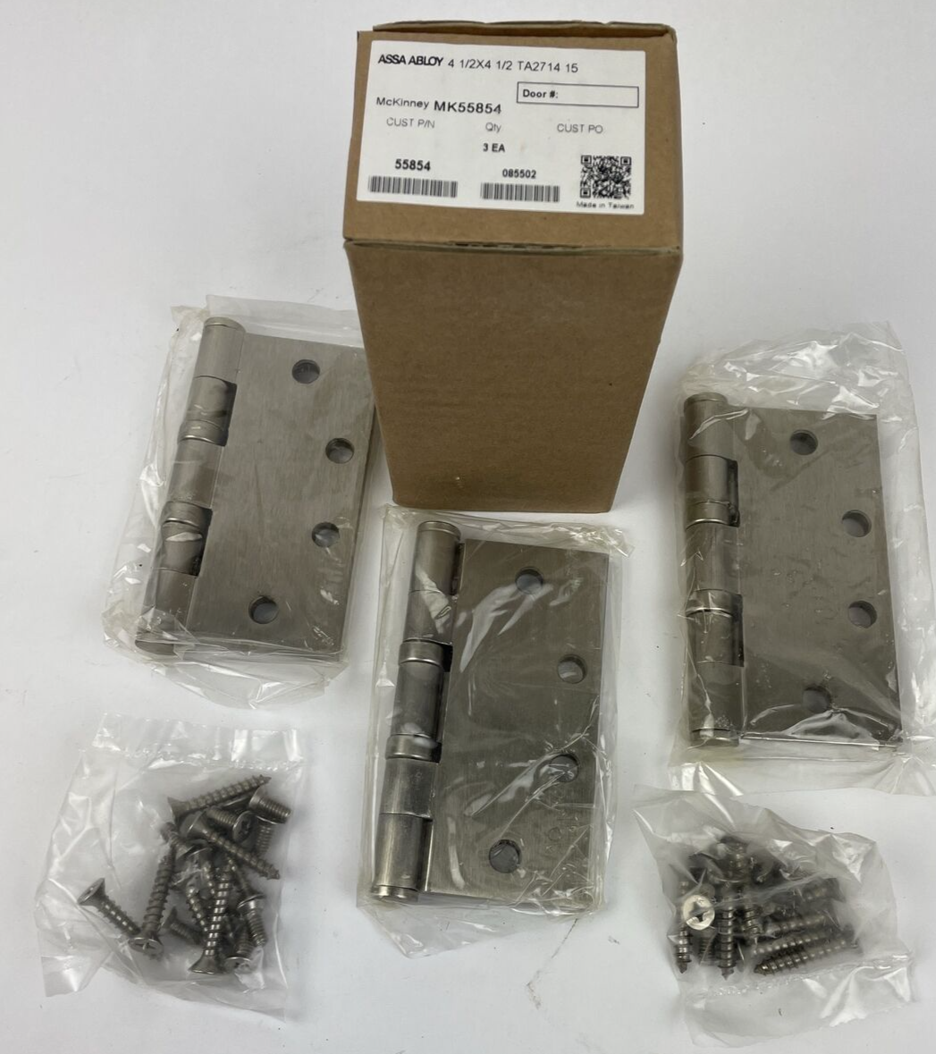 Brand New 3 Pack ASSA ABLOY McKinney MK55858 Door Hinges 4.5" x 4.5" TA2714 15