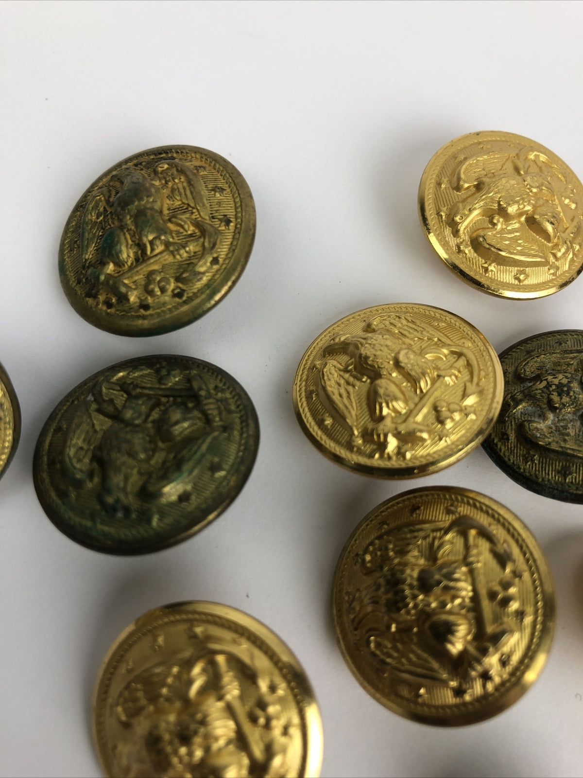 Vintage Mixed Lot of 12 Military US Army Dress Uniform Button WATERBURY CO. +