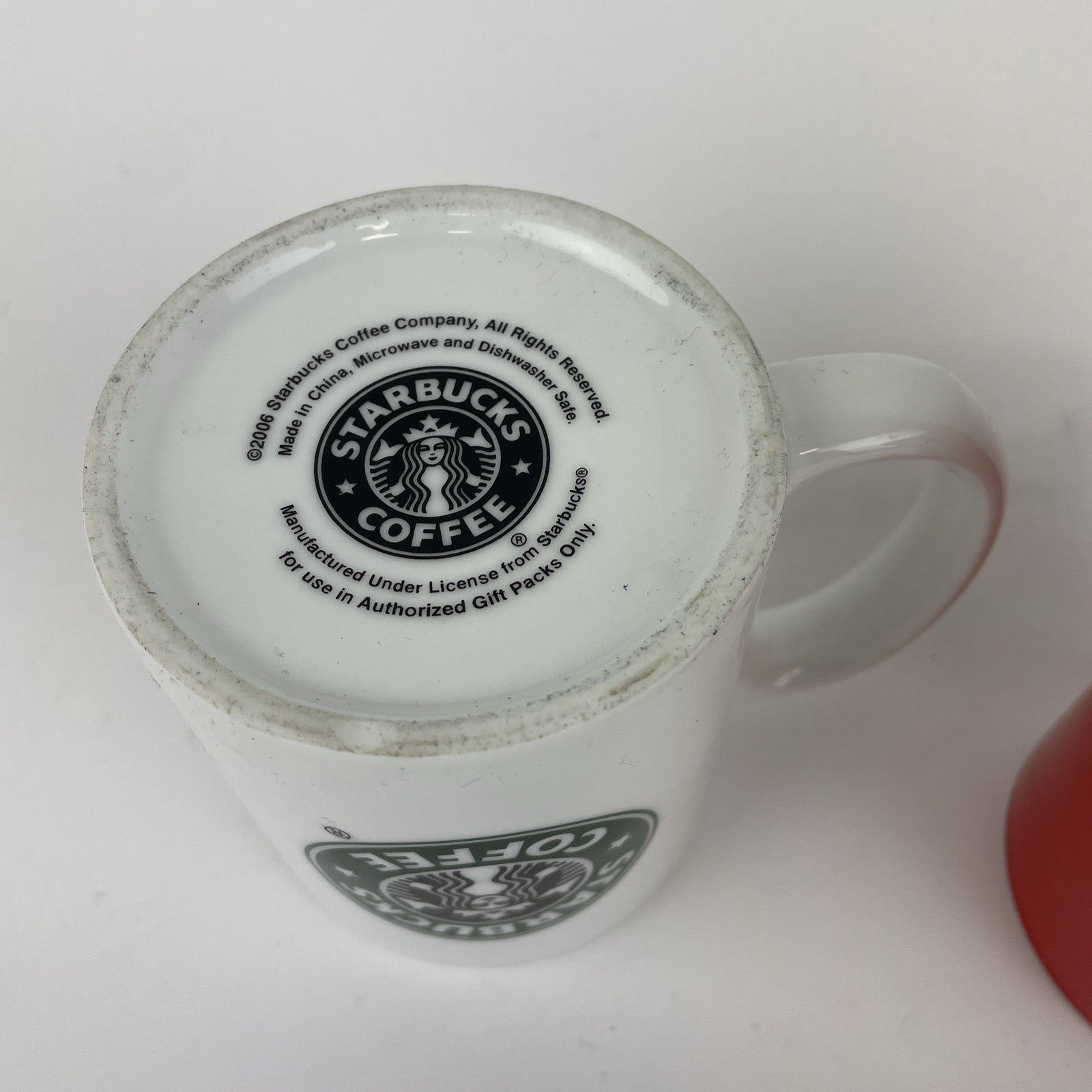 2 x Starbucks 2006 2020 Coffee Tea Cup Mug Ceramic Green Mermaid Logo Red White