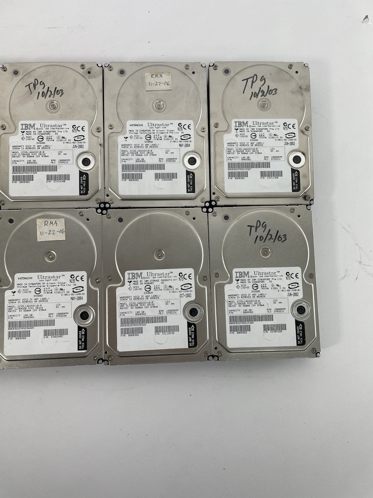 Lot of 12 Hitachi IBM Ultrastar 146GB Desktop HDD 3.5" SATA 10000 RPM 16MB Cache