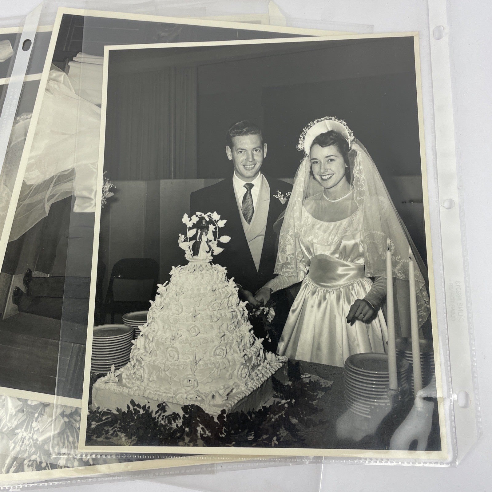 Vintage Large Photos Lot of 2 American Family Wedding Party 1960s Pictures 8x10