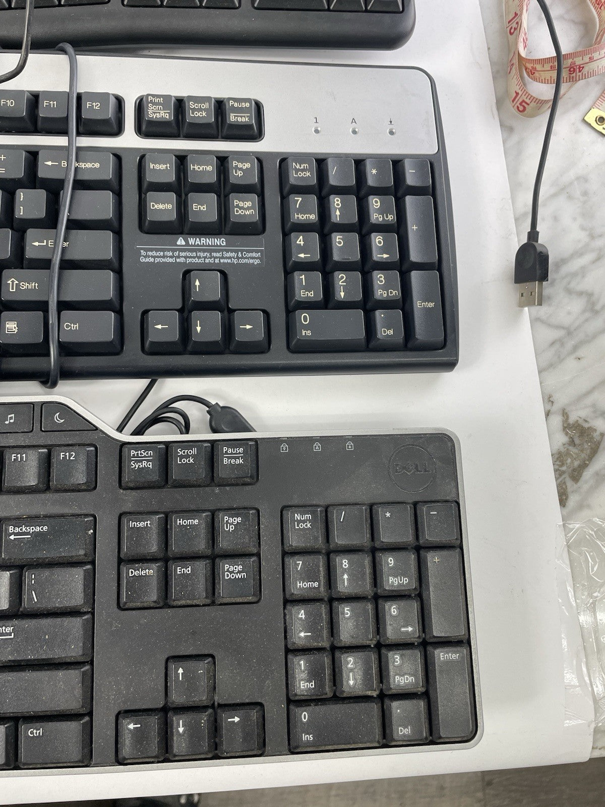 Lot OF 10 - USB Wired Standard Layout Keyboard 104-Key Mixed Random Brand Models