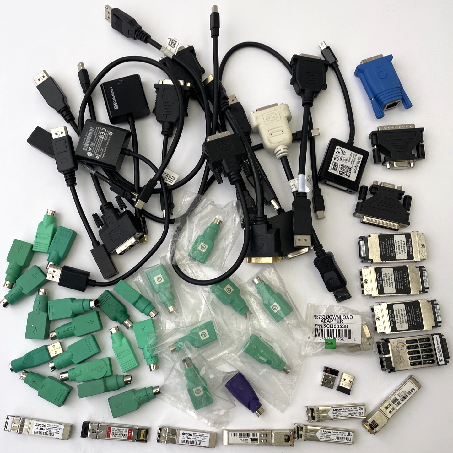 Lot of 50 + Vintage Computer Adapters PS2 to USB Microsoft Avago Apcon - LOOK