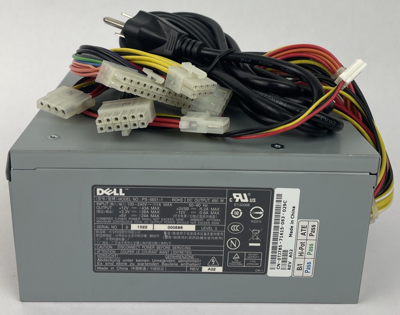 OEM Dell GD323 PowerEdge 1800 1800R 650W Power Supply PS-5651-1  65-3