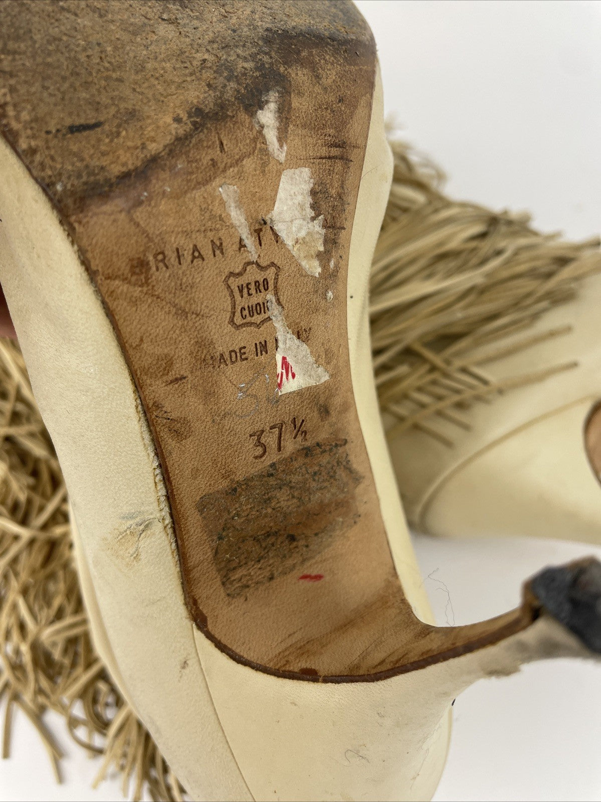 Brian Atwood Tan Fringe Leather Boots Size 37 1/2 Made in Italy