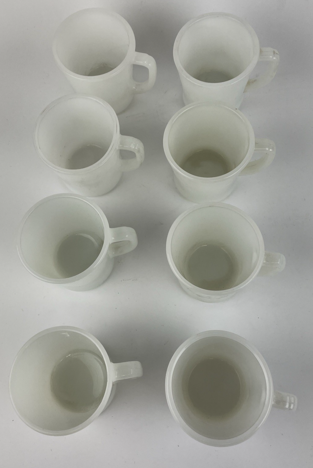 Lot of 8  Vintage White Anchor Hawking Fire King Milk Glass Coffee Cup D Handle