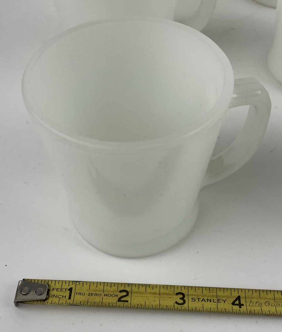 Lot of 8  Vintage White Anchor Hawking Fire King Milk Glass Coffee Cup D Handle