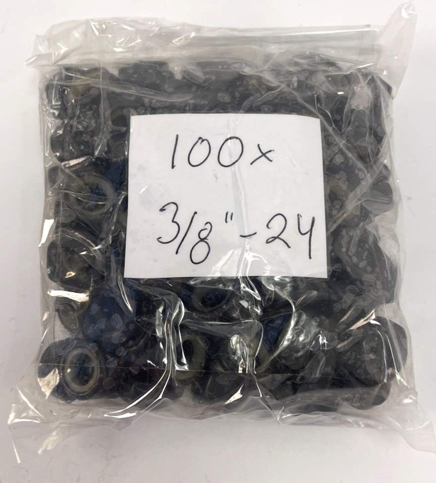 Lock Nuts 3/8 - 24 Fine Thread Nylon Insert Black Steel Lot of 100 Kingpin Nut