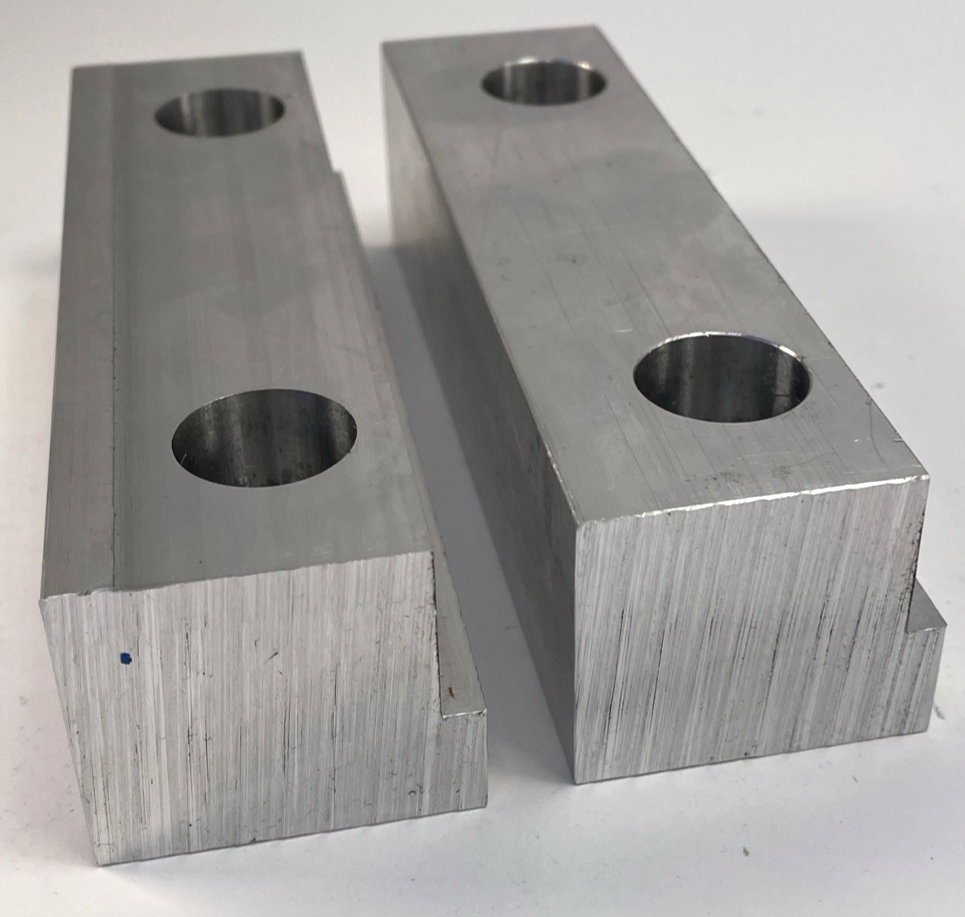 6" x  1.75" x 1.25" Machined Aluminum Vise Soft Jaws For Kurt / Haas 6" Vises