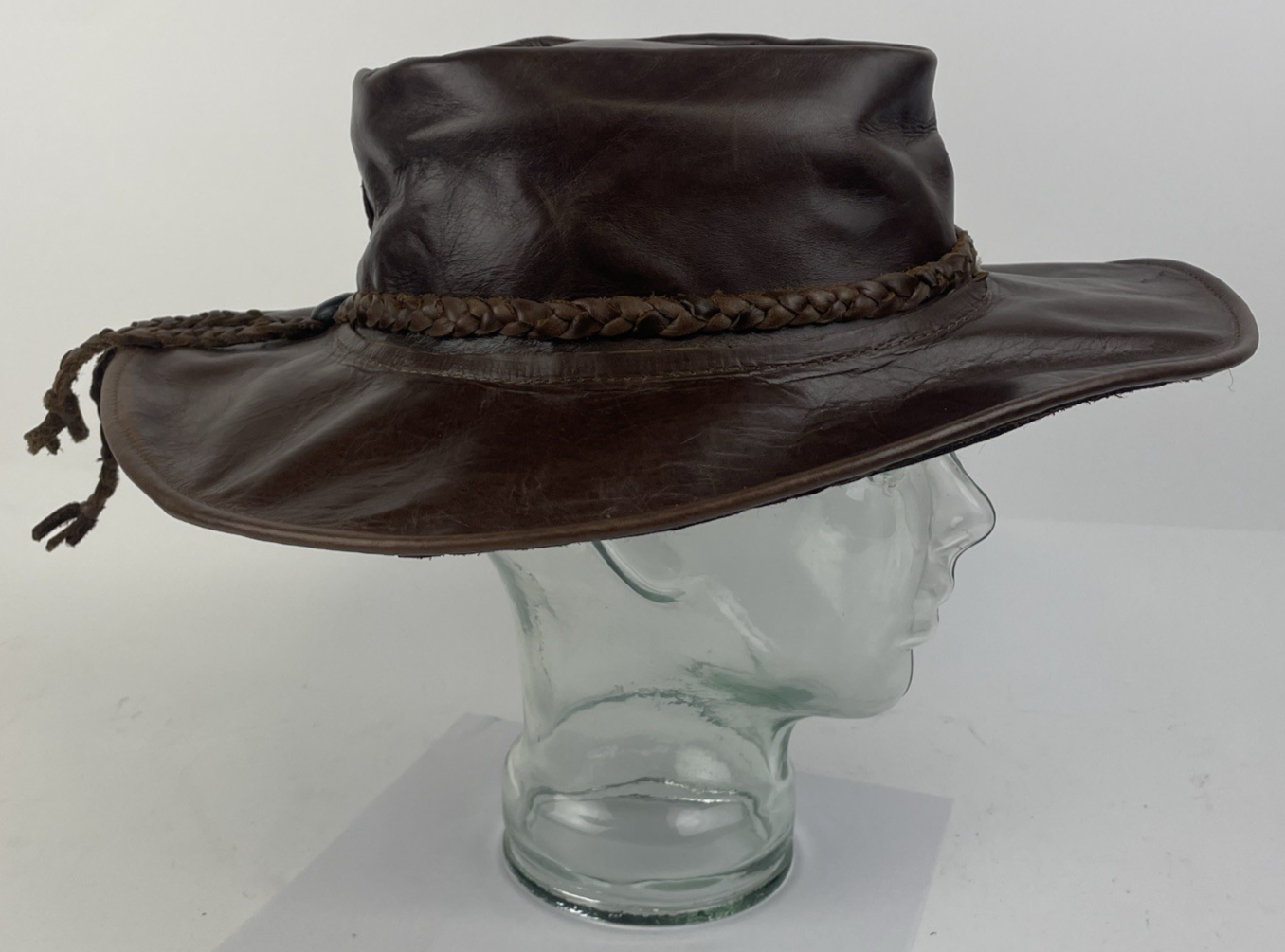 Genuine Handcrafted Thick Leather w Wire Vintage Western Cowboy Or Cowgirl Hat
